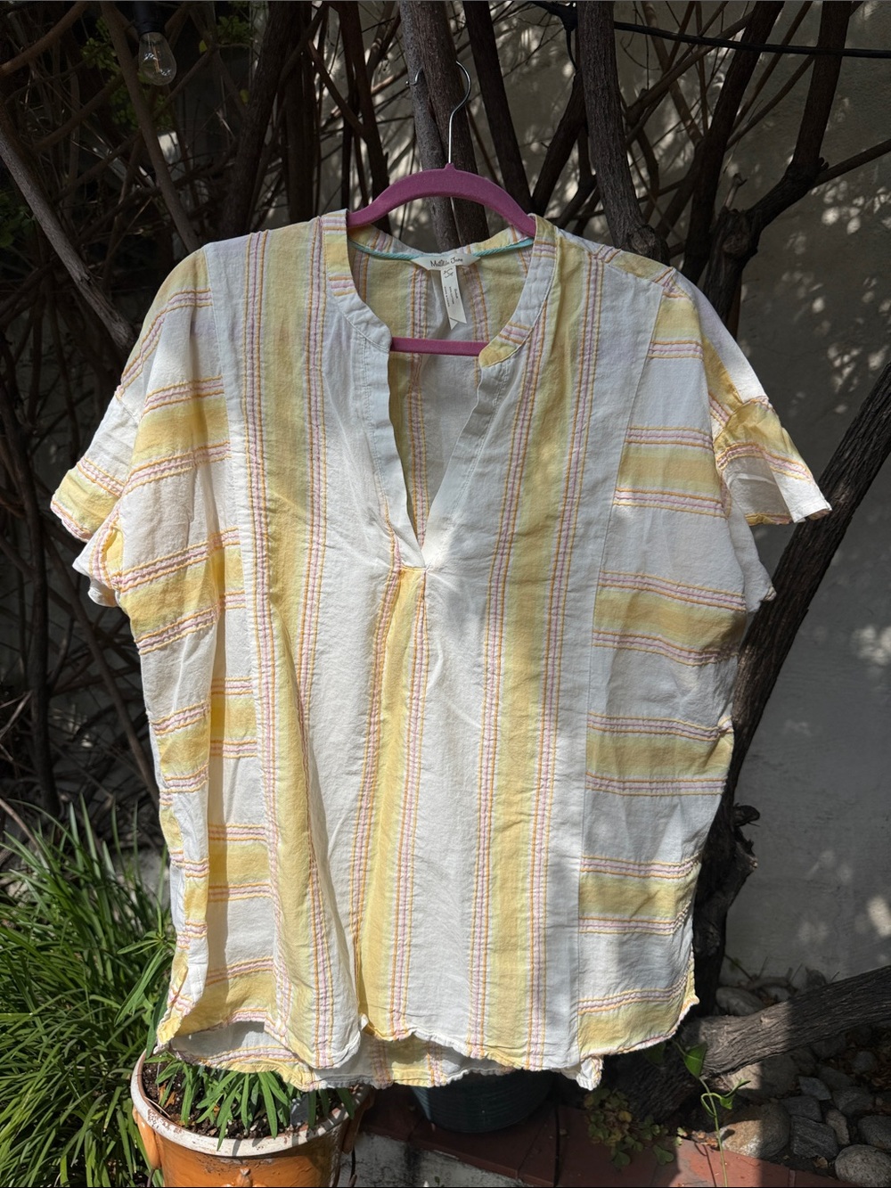 Matilda Jane Yellow and White Striped Short Sleeve Blouse